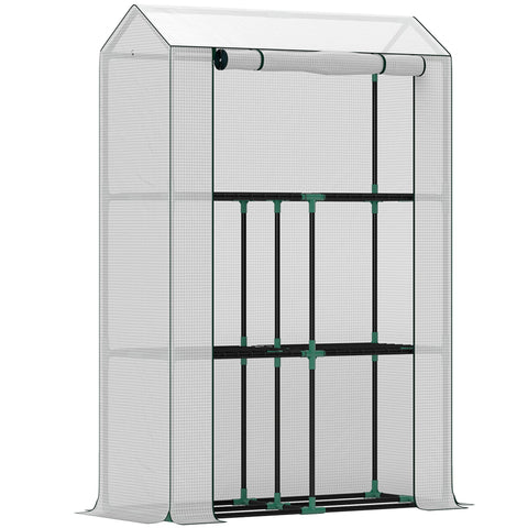 Rootz Greenhouse 3 Tier Shelf - Plant House - Cold Frame - UV Resistant - 100cm x 40cm x 150cm - White