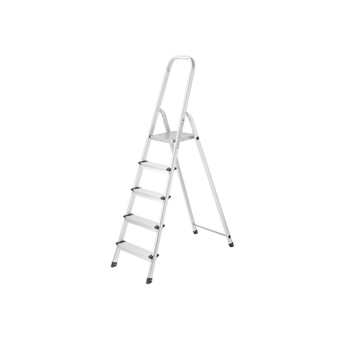 Rootz Secure Foot Caps Step Ladder - Aluminum Ladder - Folding Ladder - Floor Protection - Sturdy Construction - Non-Slip Tread - 48cm x 165cm x 102cm