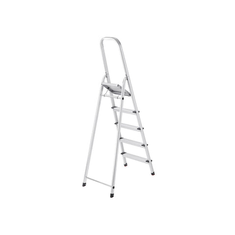 Rootz Secure Foot Caps Step Ladder - Aluminum Ladder - Folding Ladder - Floor Protection - Sturdy Construction - Non-Slip Tread - 48cm x 165cm x 102cm