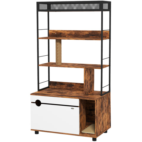 Rootz 3-Tier Shelf Cat Litter Box - Enclosed Cat House - Hidden Litter Cabinet - Privacy Ensured - 80cm x 48cm x 152cm