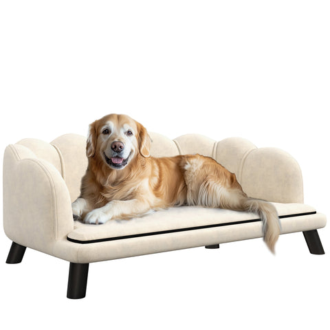 Rootz Dog Sofa Cat Bed - Pet Couch - Animal Lounger - Soft Velor Cushion - 98.5cm x 60.5cm x 35.5cm - Elegant Shell Design