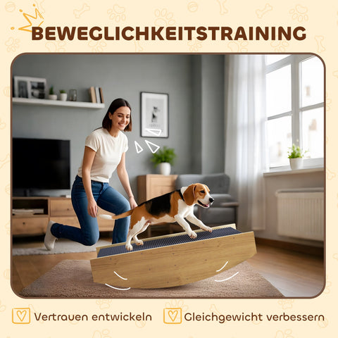 Rootz Agility Dog Swing - 2-in-1 Rocker & Stairs - Non-Slip Pet Ramp - Fir Wood - Enhances Balance & Agility - 80cm x 39.5cm