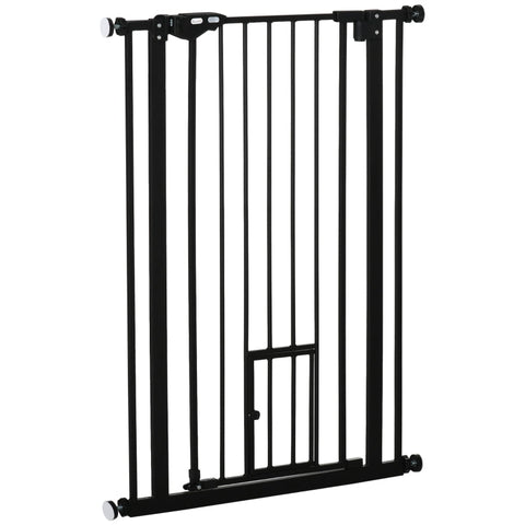 Rootz Pet Safety Gate - Dog Door Guard - Adjustable Width - Steel - Automatic Close - Double Lock System - 68cm x 104cm x 5cm