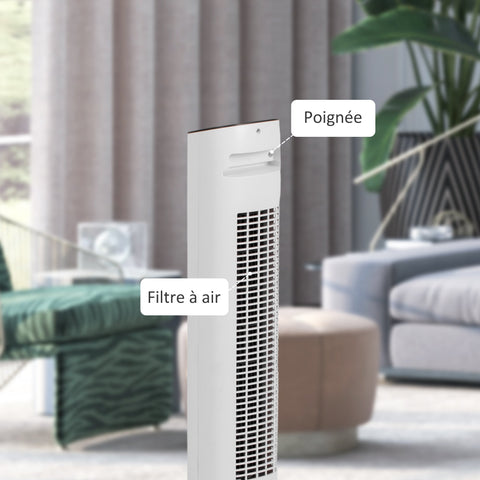Rootz Column Fan 50W - Tower Fan - Oscillating Fan - Quiet Cooling - 30 x 30 x 78 cm - Remote & Timer Included