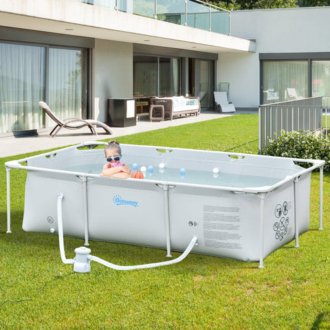 Rootz Steel Tube Pool - Outdoor Swimming Pool - Above Ground Pool - Rust-Resistant - 252L x 152W x 65H cm
