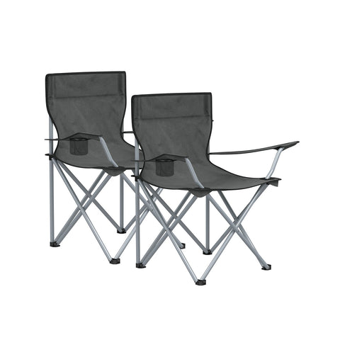 Rootz Portable Camping Chair Set of 2 - Lightweight Chairs - Armrest Inclusion - Steel, Oxford Cloth - 52x84x81cm