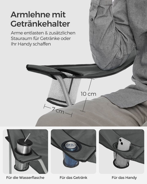 Rootz Portable Camping Chair Set of 2 - Lightweight Chairs - Armrest Inclusion - Steel, Oxford Cloth - 52x84x81cm