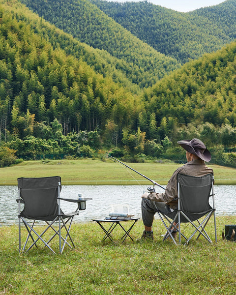 Rootz Portable Camping Chair Set of 2 - Lightweight Chairs - Armrest Inclusion - Steel, Oxford Cloth - 52x84x81cm