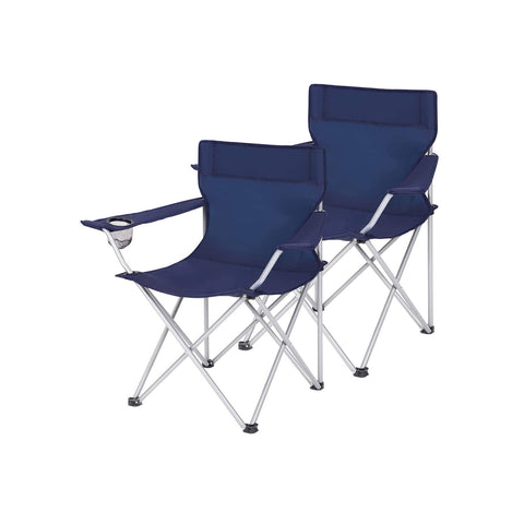 Rootz Camping Chair Set - Portable Outdoor Seating - Folding Chairs - Comfort & Convenience - 84cm x 52cm x 81cm - Dark Blue