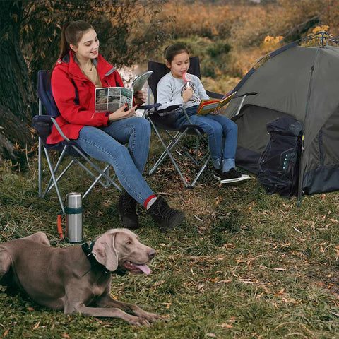 Rootz Camping Chair Set - Portable Outdoor Seating - Folding Chairs - Comfort & Convenience - 84cm x 52cm x 81cm - Dark Blue