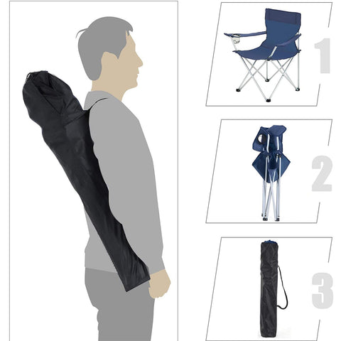 Rootz Camping Chair Set - Portable Outdoor Seating - Folding Chairs - Comfort & Convenience - 84cm x 52cm x 81cm - Dark Blue