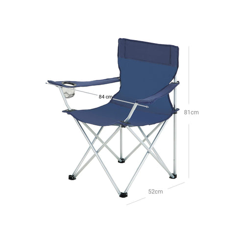 Rootz Camping Chair Set - Portable Outdoor Seating - Folding Chairs - Comfort & Convenience - 84cm x 52cm x 81cm - Dark Blue