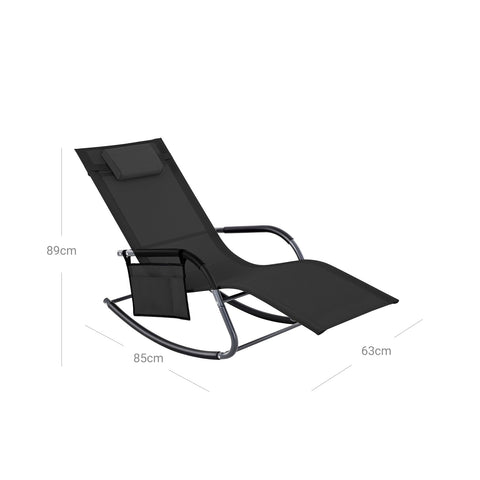 Rootz Rocking Garden Chair - Rocker - Lounger - Breathable Fabric - 63cm x 147cm x 89cm