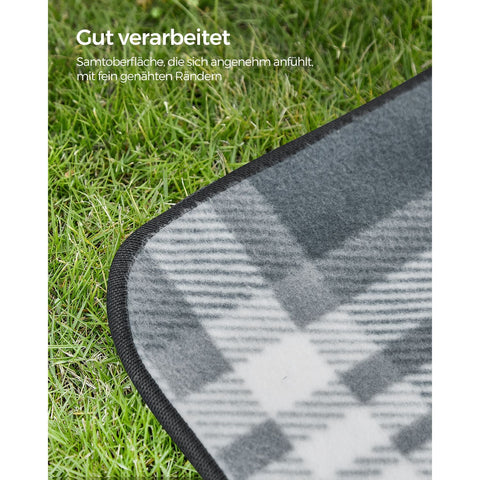 Rootz Picnic Blanket - Outdoor Mat - Portable Beach Rug - Velvet Surface - Foam Padding - Aluminum Coating - 300cm x 200cm - Gray-White - Lightweight 1.5kg - Compact Folded Size 43cm x 21cm x 21cm