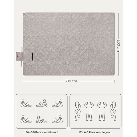 Rootz Picnic Blanket - Outdoor Mat - Waterproof Beach Blanket - Polyester Surface - Foam Padding - Lightweight - 300cm x 200cm