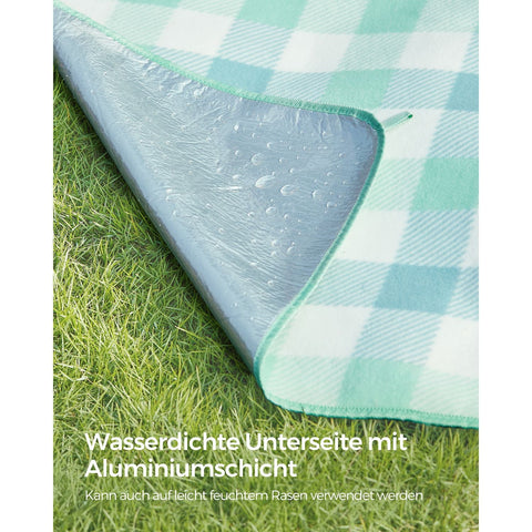 Rootz Picnic Blanket - Outdoor Mat - Waterproof Beach Blanket - Velvet Surface - Foam Padding - Aluminum Coating - 200cm x 200cm - Green-White