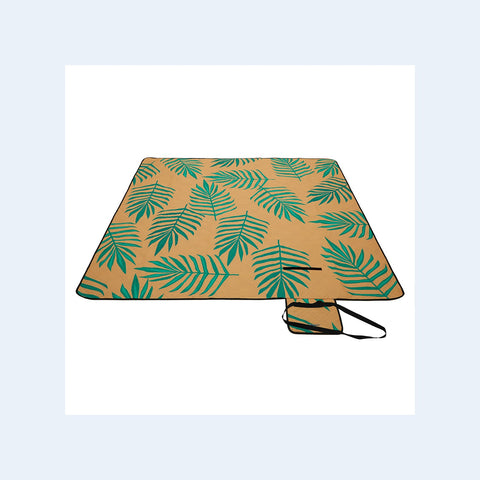 Rootz Picknickkleed - Outdoormat - Strandkleed - Waterdicht polyester - Lichtgewicht schuimvulling - Aluminium coating - 200cm x 150cm - Oranje met tropische varen