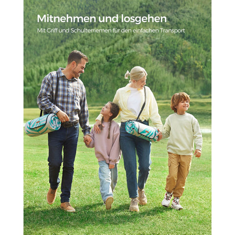 Rootz Picknickkleed - Buitenmat - Strandkleed - Waterdicht - Draagbaar - Lichtgewicht - 300cm x 200cm - Grijs met Tropische Varen