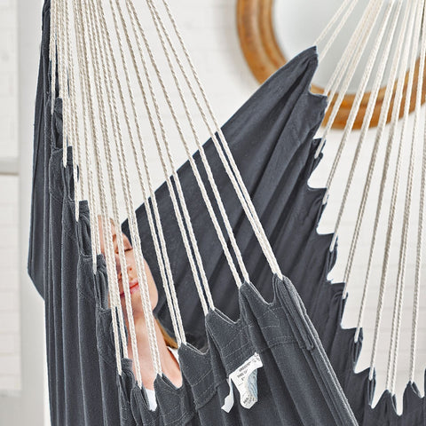 Rootz Hanging Chair Set - Hammock Seat - Suspended Chair - Includes Two Cushions - 148cm x 125cm Seat - Grey - Supports 150kg