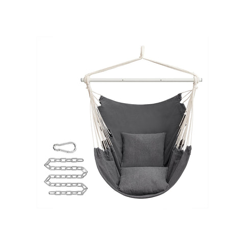 Rootz Hanging Chair - Hammock Chair - Swing Chair - Comfort & Style - 150cm x 128cm x 140cm - Grey