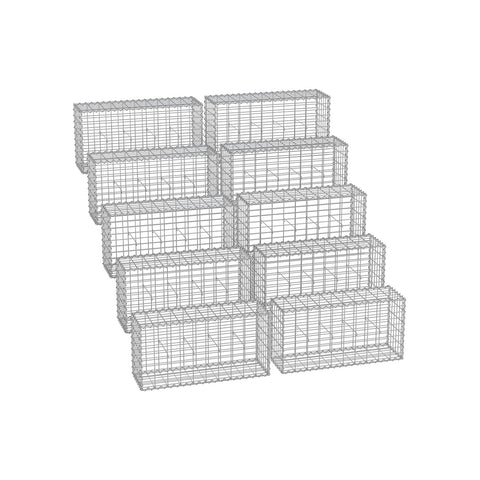 Rootz Galvanized Steel Gabion Set - Metal Mesh - Spiral Stick - Spacer Hooks - Heavy Duty - 100cm x 50cm x 30cm - Silver - 75kg