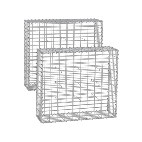 Rootz Galvanized Steel Gabion Set - Silver - Mesh Fence - Gardening Stones - 100cm x 90cm x 30cm