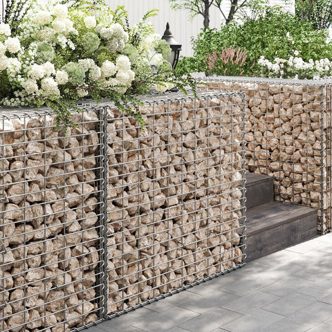 Rootz Galvanized Steel Gabion Set - Silver - Mesh Fence - Gardening Stones - 100cm x 90cm x 30cm