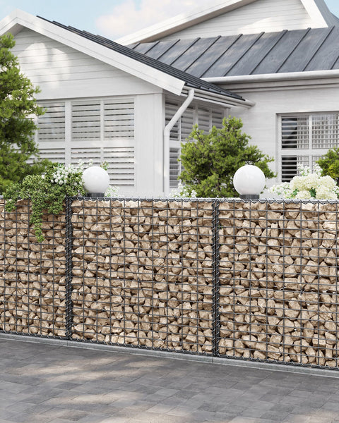 Rootz Galvanized Steel Gabion Set - Silver - Mesh Fence - Gardening Stones - 100cm x 90cm x 30cm