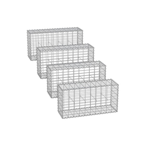 Rootz Gabion Basket Set - Stone Cage - Retaining Wall - Galvanized Steel - 100cm x 50cm x 30cm - 5cm x 10cm Mesh - 4 mm Wire