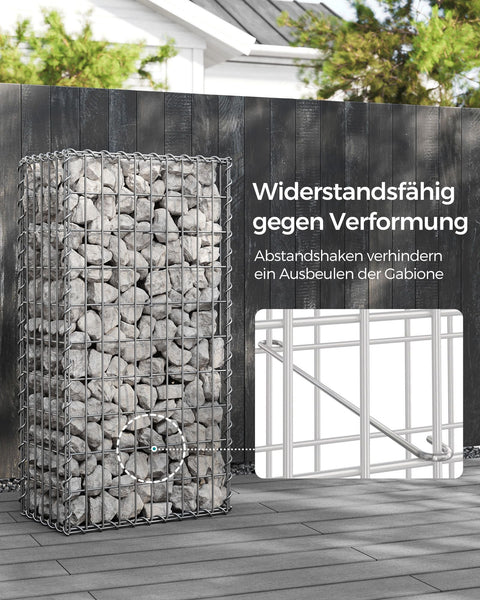Rootz Gabion Basket Set - Stone Cage - Retaining Wall - Galvanized Steel - 100cm x 50cm x 30cm - 5cm x 10cm Mesh - 4 mm Wire