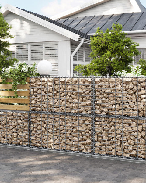 Rootz Gabion Basket Set - Stone Cage - Retaining Wall - Galvanized Steel - 100cm x 50cm x 30cm - 5cm x 10cm Mesh - 4 mm Wire