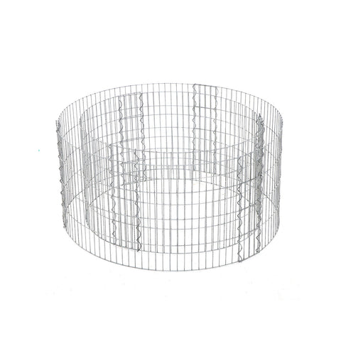Rootz Gabion Ø 90cm, Height 40cm - Stone Fence - Garden Decor - Galvanized Steel - 2.5mm Wire - 90cm x 40cm - Silver - 110cm x 42cm x 3cm