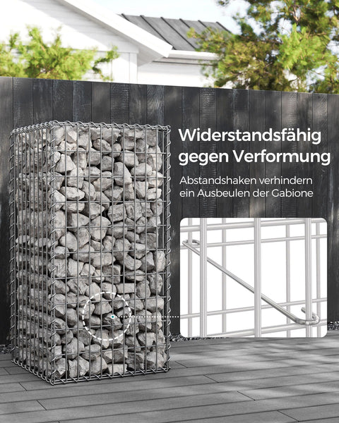 Rootz Silver Gabion Kit - Metal Mesh - Galvanized Steel - Easy Assembly - 100cm x 50cm x 50cm