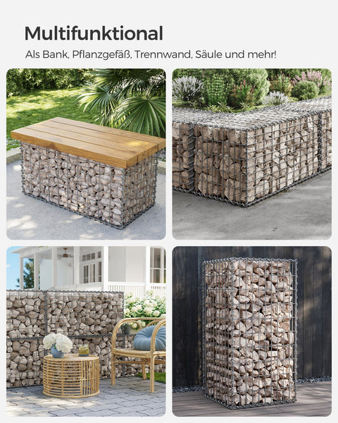 Rootz Silver Gabion Kit - Metal Mesh - Galvanized Steel - Easy Assembly - 100cm x 50cm x 50cm