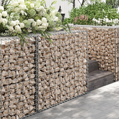 Rootz Galvanized Steel Gabion Set - Silver Mesh - Spiral Stick - Landscaping Stones - 100cm x 90cm x 30cm, Heavy Duty