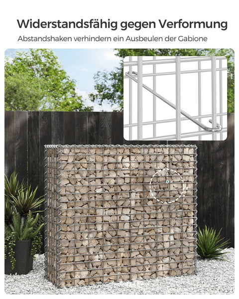 Rootz Galvanized Steel Gabion Set - Silver Mesh - Spiral Stick - Landscaping Stones - 100cm x 90cm x 30cm, Heavy Duty
