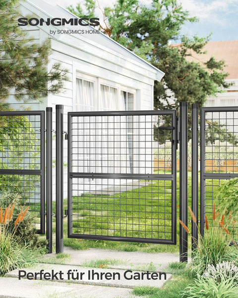 Rootz Gray Garden Gate - Entry Door - Security Fence - Galvanized Steel - Easy Installation - Weather Resistant - 106cm x 100cm x 150cm