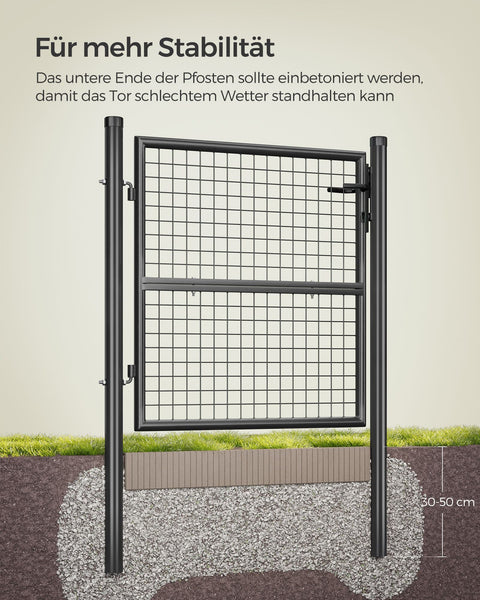 Rootz Lockable Garden Gate - Galvanized Steel Fence - Secure Entryway - 106x6x150cm - Durable Construction