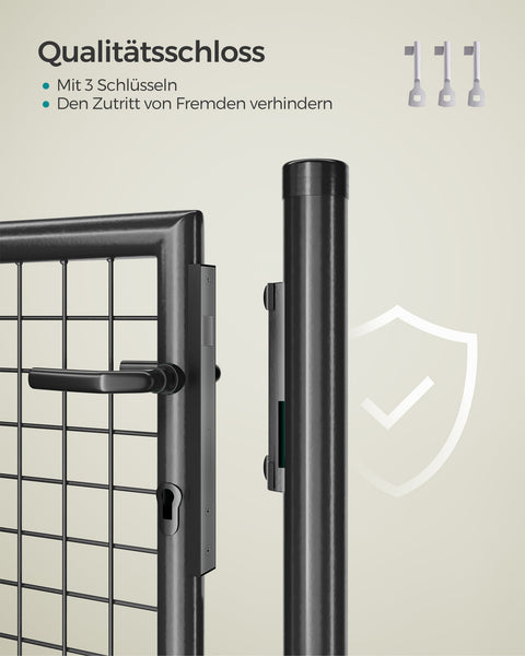Rootz Lockable Garden Gate - Galvanized Steel Fence - Secure Entryway - 106x6x150cm - Durable Construction