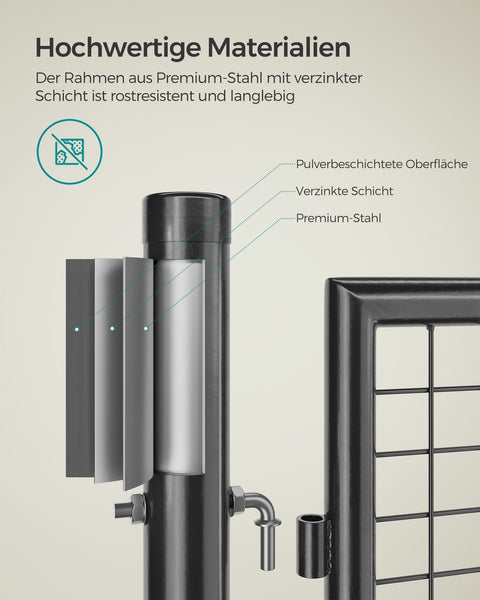 Rootz Lockable Garden Gate - Galvanized Steel Fence - Secure Entryway - 106x6x150cm - Durable Construction