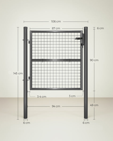 Rootz Lockable Garden Gate - Galvanized Steel Fence - Secure Entryway - 106x6x150cm - Durable Construction
