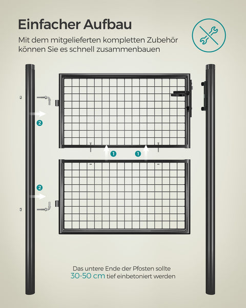 Rootz Lockable Garden Gate - Galvanized Steel Fence - Secure Entryway - 106x6x150cm - Durable Construction