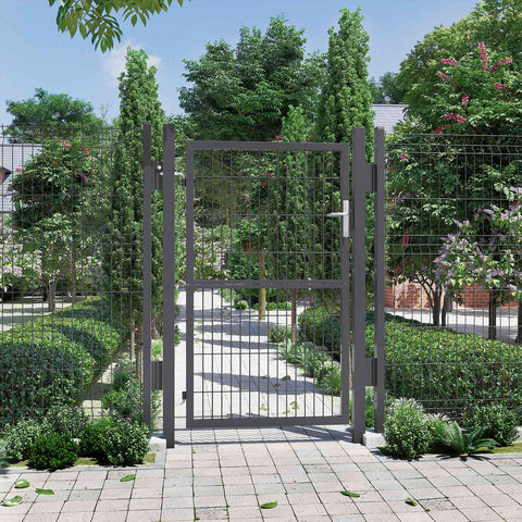 Rootz Grey Garden Gate - Galvanized Iron Fence - Privacy Protector - Ensures Security - 106 x 200 cm