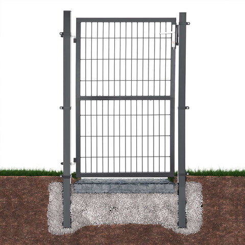 Rootz Grey Garden Gate - Galvanized Iron Fence - Privacy Protector - Ensures Security - 106 x 200 cm
