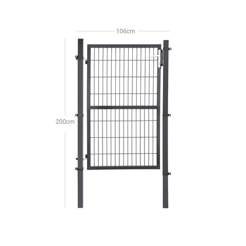 Rootz Grey Garden Gate - Galvanized Iron Fence - Privacy Protector - Ensures Security - 106 x 200 cm