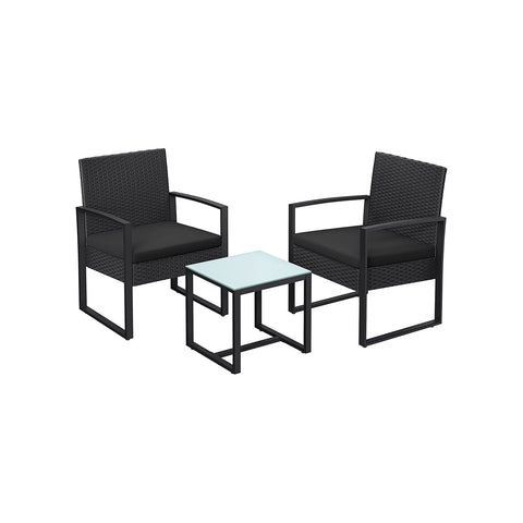 Rootz PE Rattan Outdoor Furniture Set - Garden Furniture - Balcony Set - Polyethylene - Tempered Glass - VFT Cushions - 53cm x 57.5cm x 76cm