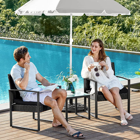 Rootz PE Rattan Outdoor Furniture Set - Garden Furniture - Balcony Set - Polyethylene - Tempered Glass - VFT Cushions - 53cm x 57.5cm x 76cm