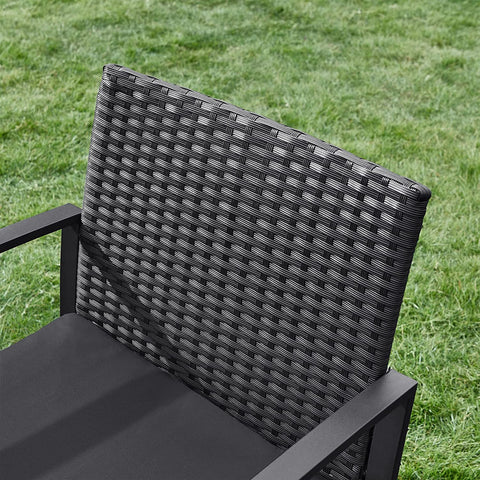 Rootz PE Rattan Outdoor Furniture Set - Garden Furniture - Balcony Set - Polyethylene - Tempered Glass - VFT Cushions - 53cm x 57.5cm x 76cm