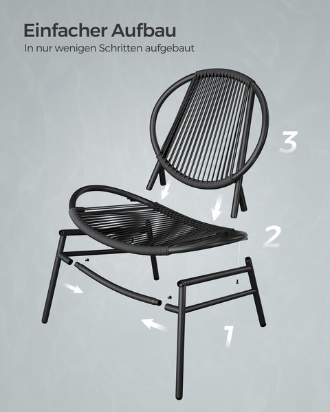 Rootz 3 Piece Outdoor Furniture Set - Garden Set - Patio Table and Chairs - PE Material - Weather-resistant - 50cm x 45cm | 68cm x 74cm x 78cm