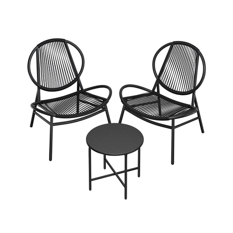 Rootz 3 Piece Outdoor Furniture Set - Garden Set - Patio Table and Chairs - PE Material - Weather-resistant - 50cm x 45cm | 68cm x 74cm x 78cm